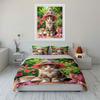 Cute Kitten With Pink Hat Bedding Set For Kids Luxury Gift 3Pcs Digital Print Comforter Set Soft Comfortable Breathable