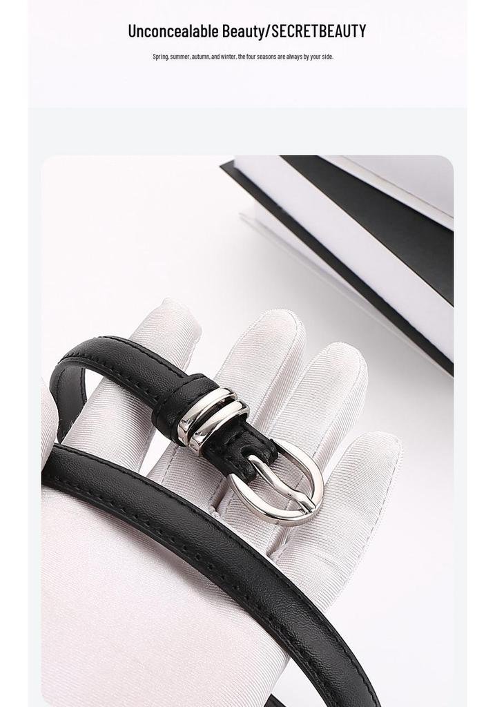 Women's Genuine Leather Dress Belt - Versatile, Thin, Fashionable Cowhide Waistband for Business Fashion