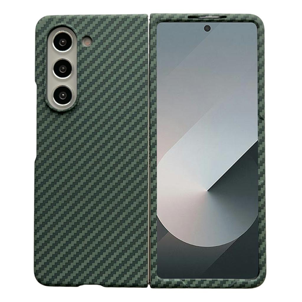 For Samsung Galaxy Z Fold6 5G Magnetic Case Carbon Fiber Texture PC Phone Cover with Screen Protector