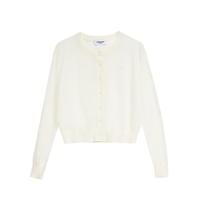 VEROMODA Semi-Sheer Embroidered Round Neck Knit Cardigan