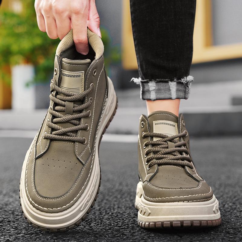 Autumn and winter high-top Martin boots outdoor thick-soled heightening casual tooling boots new men's trend hiking short boots