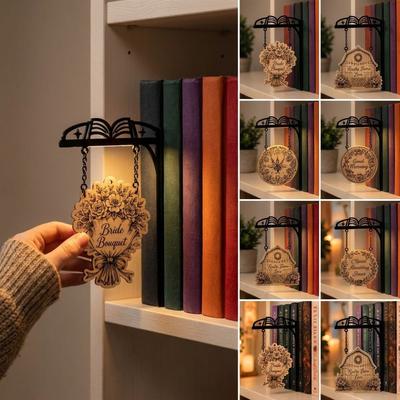 Wooden Tag Book Shape Metal Bookshelf Sign Miniature Bookshelf Hanging Frame Bedroom