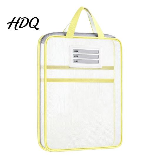 Portable Storage Pouches Transparent Nylon Document Bag Lightweight Mesh File Organizer with Zipper School Stationery Organizers And Strap,