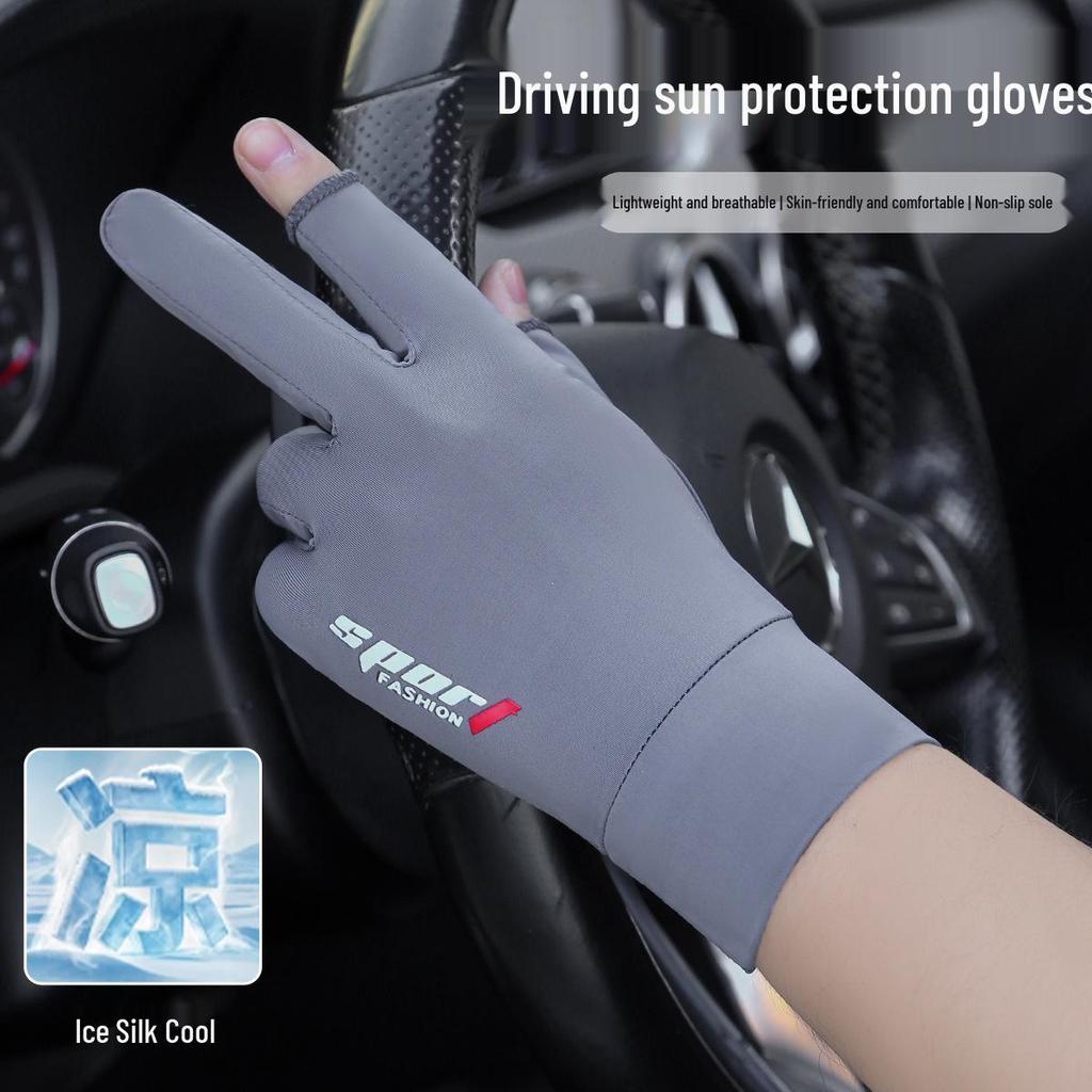 Men's Breathable Fingerless UV-Protection Gloves for Cycling, Fishing, and Driving
