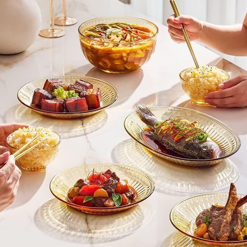 VISIONS Amber Heat-Resistant Glass Dinnerware 8-Piece Set