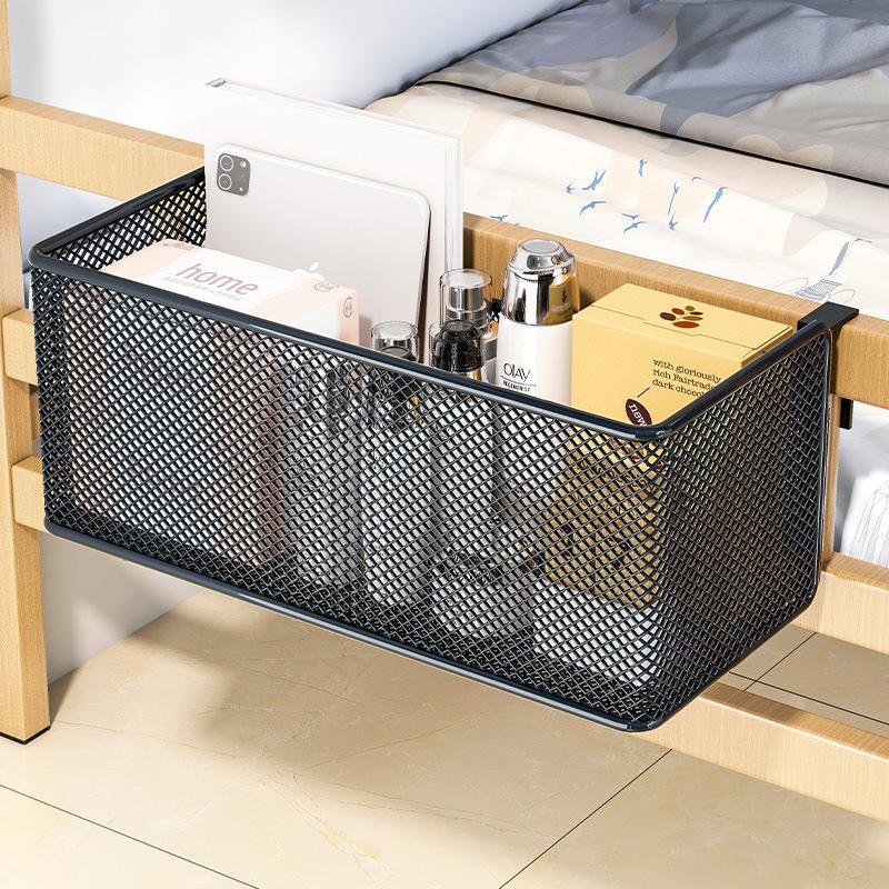 Bedside Hanging Storage Basket Space Saving Multifunctional Metal Bedside Shelf For Hotel Office Dorm Bed & Bunk Bed Bedroom