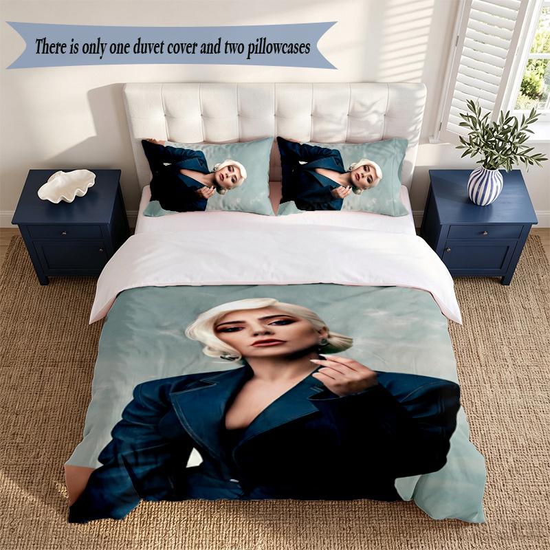 Lady Gaga (14) Duvet Cover Pillowcase 3 Piece Set Bedding Set 1 Duvet Cover with 2 Pillowcases for Bedroom Decor