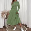 Women's Casual Fashion R-neck Long Sleeved Retro Christmas Print Retro Dress