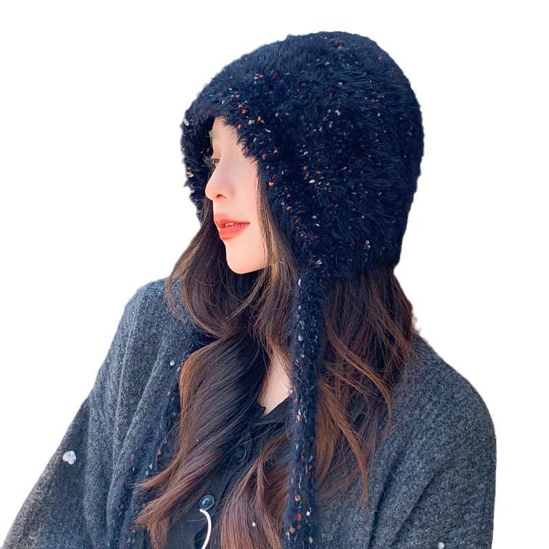 Plush Hat Women'S Season Can Be Lazy Wind Thickened Wool Hat Big Head Circumference Cold-Proof Ear Protection Hat Warm Knitted Hat