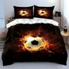 Fiery Soccer Set For Enthusiasts Kid'S And Adults' Bedroom Decor, Exquisite Three-Piece Bedding Set Gift