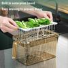 Refrigerator Storage Box with Lid And Handle Built-in Drain Partition Transparent Container for Fruits Vegetables