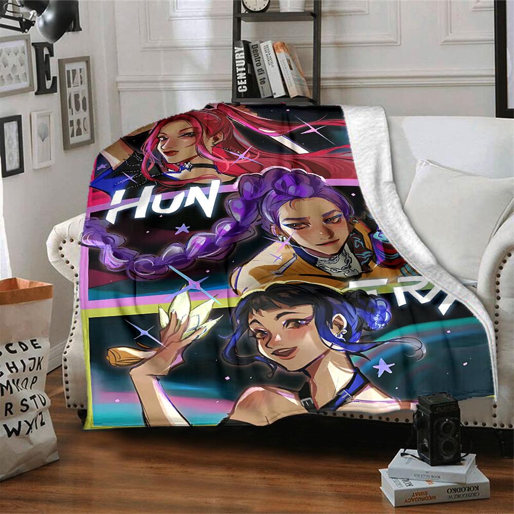 1pc Huntrix, K POP Soft Comfortable Blanket Digital Print, All Season Multipurpose Knit Fabric Bedding, Office, Sofa Home Decor Blanket