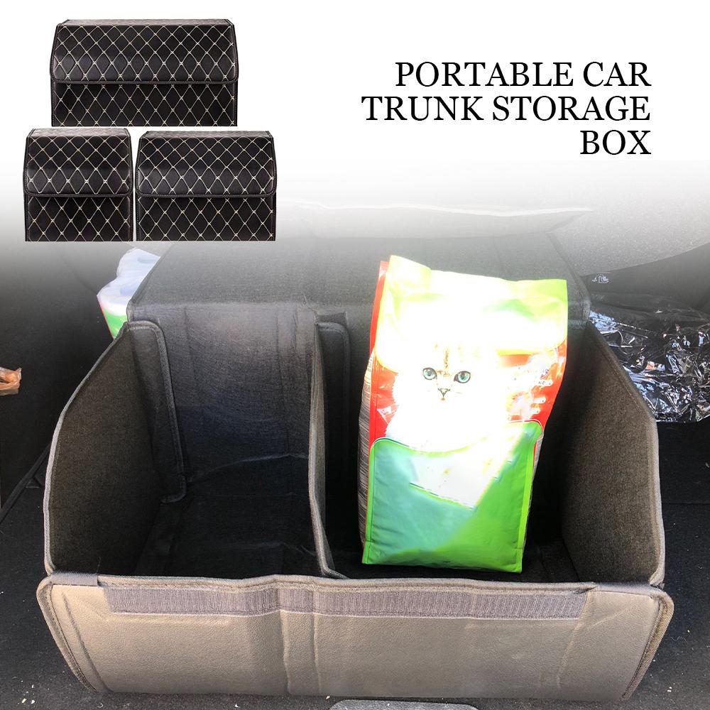 Car Trunk Organizer Storage Box PU Leather Auto Organizers Bag Folding Trunk Storage Pockets for Vehicle Sedan SUV Accessories