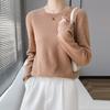 Women's Stylish Wool Cashmere Sweater - Round Neck, Loose Fit, Hollow Design, Autumn/Winter Base Layer.