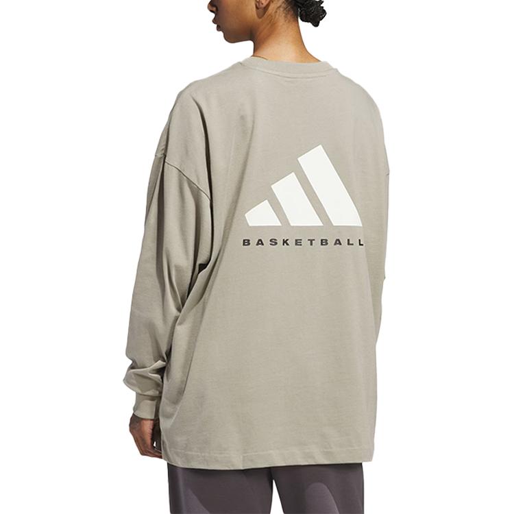 Adidas Basketball The 2025 Collection Chapter 02 BB LS Casual Round Neck Pullover Long Sleeve T-Shirt Unisex Tops Light-Sesame-Gray-Brown JD6130