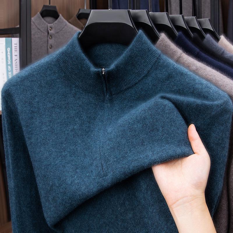Men's Premium Cashmere Half-Zip Sweater - Winter Thickened Pullover