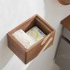 Walnut Bathroom Paper Holder Bathroom Paper Phone Holder with Shelf Tissue Holder Box Rack Toilet Paper Holder