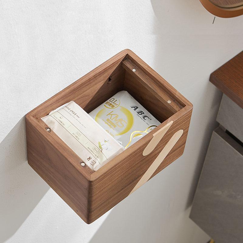 Walnut Bathroom Paper Holder Bathroom Paper Phone Holder with Shelf Tissue Holder Box Rack Toilet Paper Holder