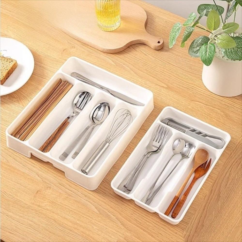 4/5 Compartments Cutlery Organizer Rectangle Spoon Fork Separation Box Drawer Divider Tray Kitchen