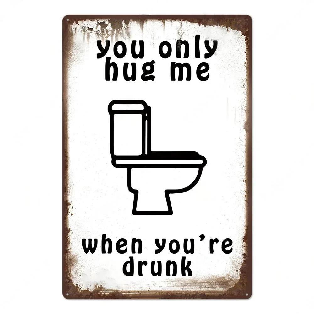 1pc Vintage Aluminium Signs Bathroom Posters Decor Restroom Retro Plaque Plates Wall Art Room Decoration for Bathroom 8x12 Inch
