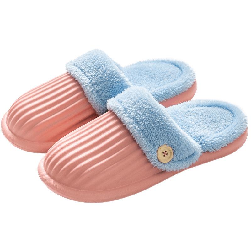 Autumn and winter new waterproof and non-slip cotton slippers indoor household removable washed velvet warm couple slippers