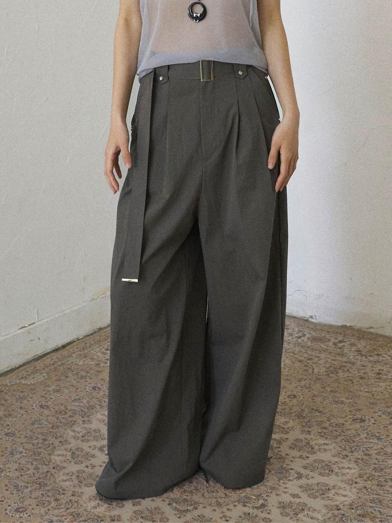 From Wear Belt Detail Wide Pants Charcoal