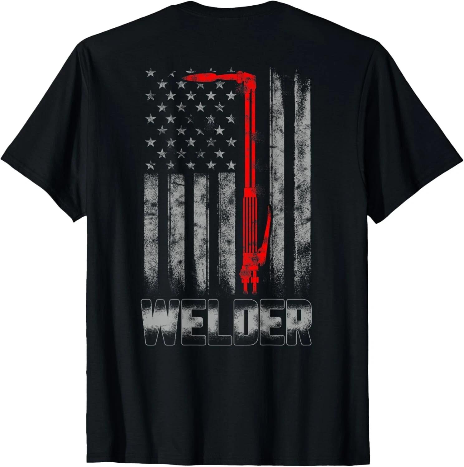 Welder Red line American Flag Shirt USA Patriotic Welder Gift Unisex T-Shirt S