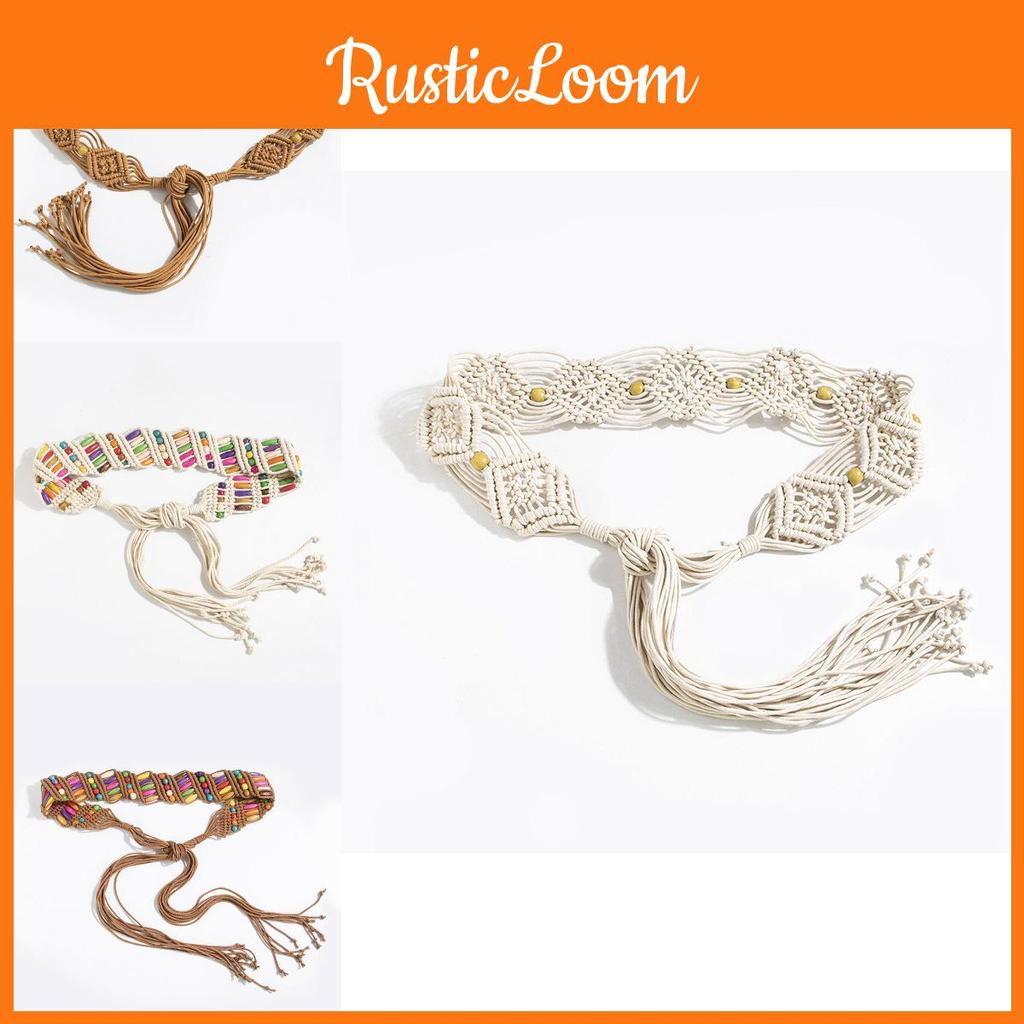 Resort Böhmischer Taillengürtel Mit Handgeflochtenen Perlen für Damen Sommerstil