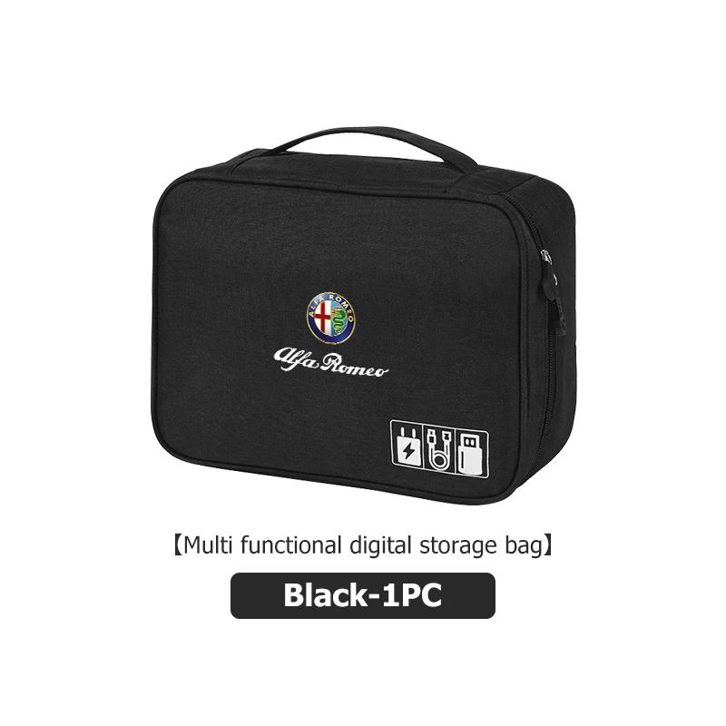 Pegatinas para Coche Para Alfa Romeo Bolsa de Almacenamiento Digital Cable de Datos USB Bolsa Organizadora de Herramientas Para Alfa Romeo 159 Giulietta 156 147 Giulia Mi
