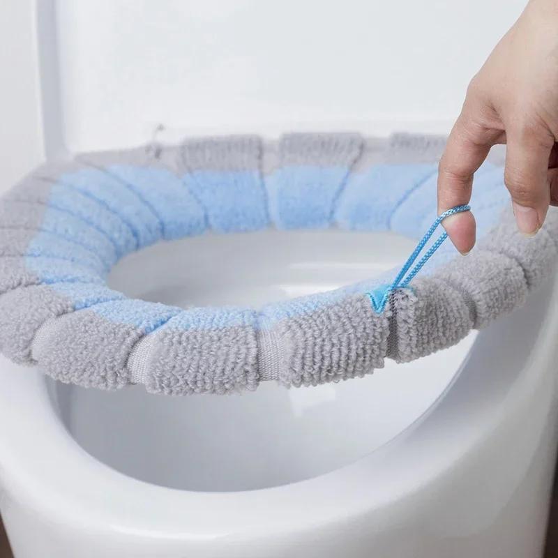 1Pc Bathroom Toilet Seat Cover Soft Warmer Washable Mat Cover Pad Cushion Seat Case Toilet Lid Cover Accessories Bath Home