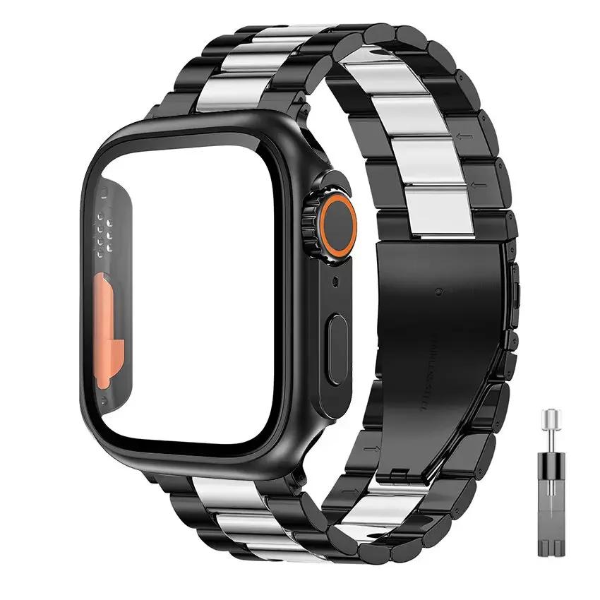 Stainless Steel Strap+Ultra Case for Apple Watch Band 44mm 45 46 41 40 42mm Case Metal Strap for Iwatch Series 10 9 8 7 6 SE 5 4