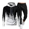 Mens Casual Tracksuit Long Sleeve Hooded Sweatshirt Pants Set Sportswear
