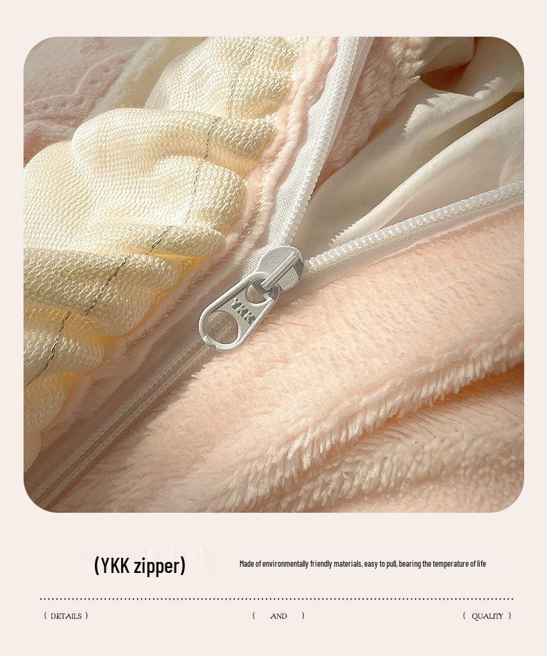 Princess Style Winter Carved Velvet 4-Piece Bedding Set: Class A Mother and Baby Warm, Thick Lace Quilt Cover