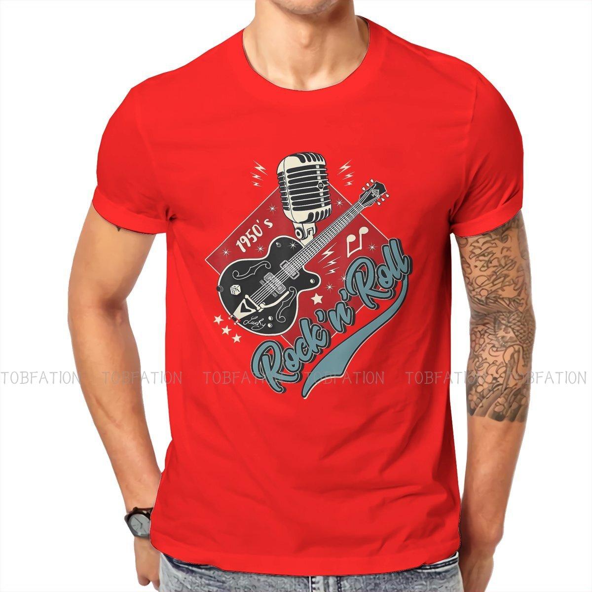 ZX 1950s Sock Hop Rockabilly Vintage Rock and Roll Music Swing Greaser Rocker T Shirt Crewneck TShirt Top Harajuku Men Streetwear S