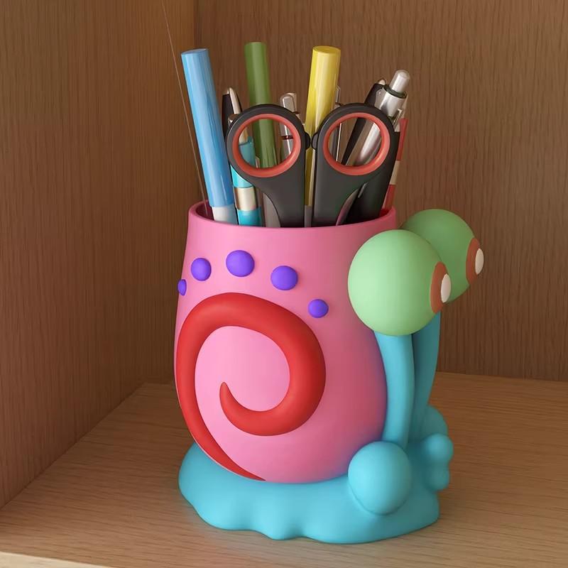 Cute Cartoon Snail Pen Holder Desktop Stationery Organizer Pencil Cup For Kids Students Office School Supplies Gift