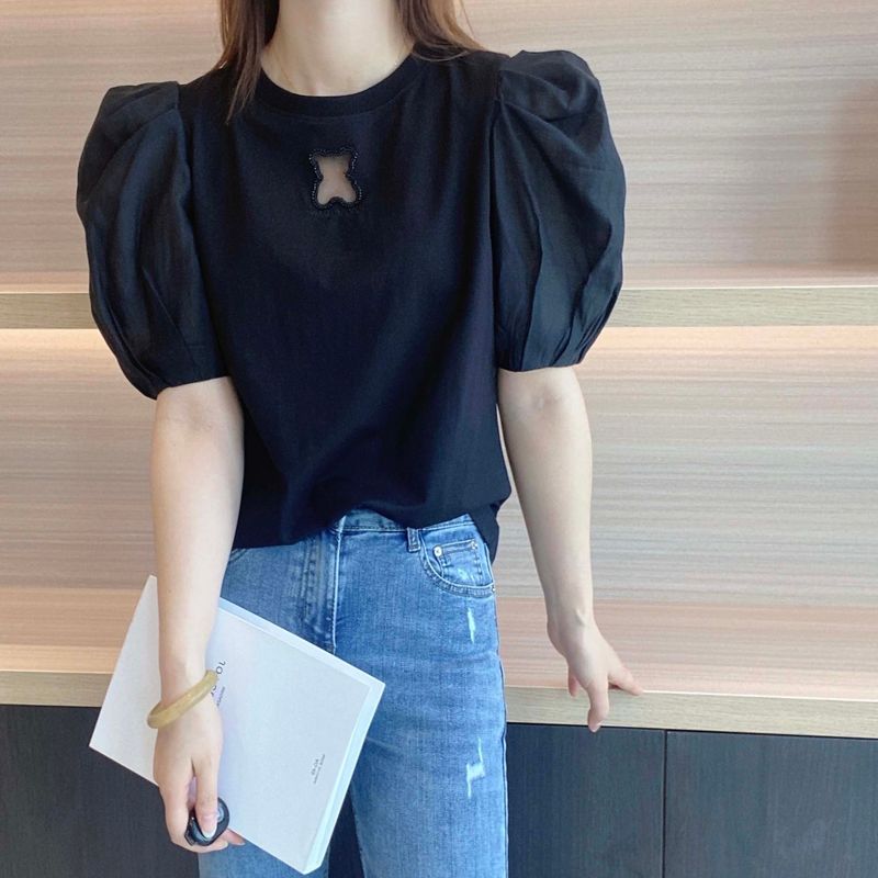 

European Station Summer Short Sleeve Bottoming Shirt Top T-shirt Black All yards