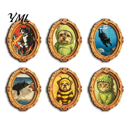 Home Decor Magnet 1/6Pcs Halloween Retro Frame Refrigerator Magnet, Wood Carved Fridge Magnetic Cabinet Whiteboard for Office Kitchen Metal