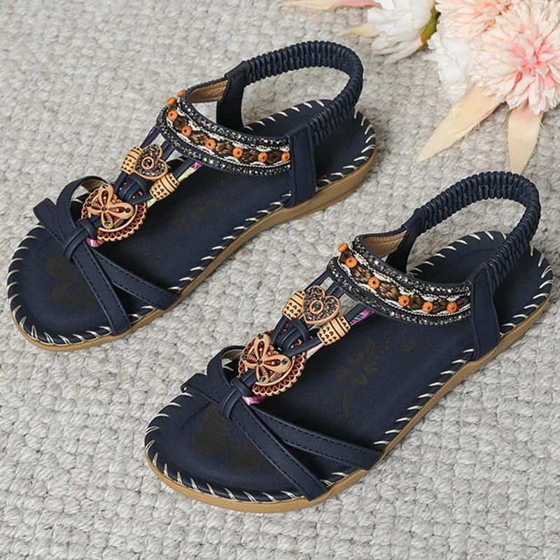 Fashion Women's Sandals Bohemia Style Women Flat Sandals Summer 2025 Sandalias De Mujer New Summer Shoes Woman Summer Footwear Female