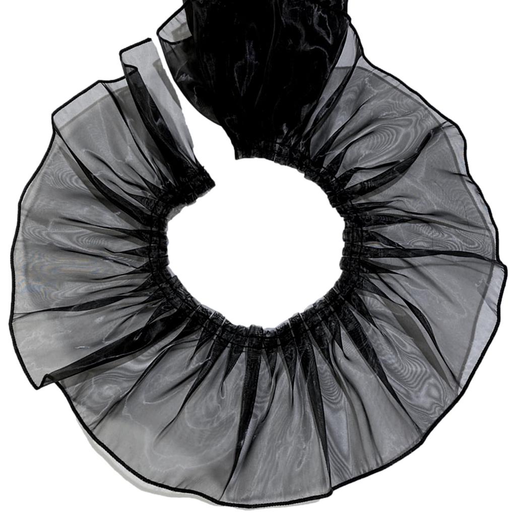 Organza Ruffle Lace Trim 10cm Solid Decorative Border [moonfarm] Fabric, Wide, Shiny, Sheer, Color, (Black, 3m)