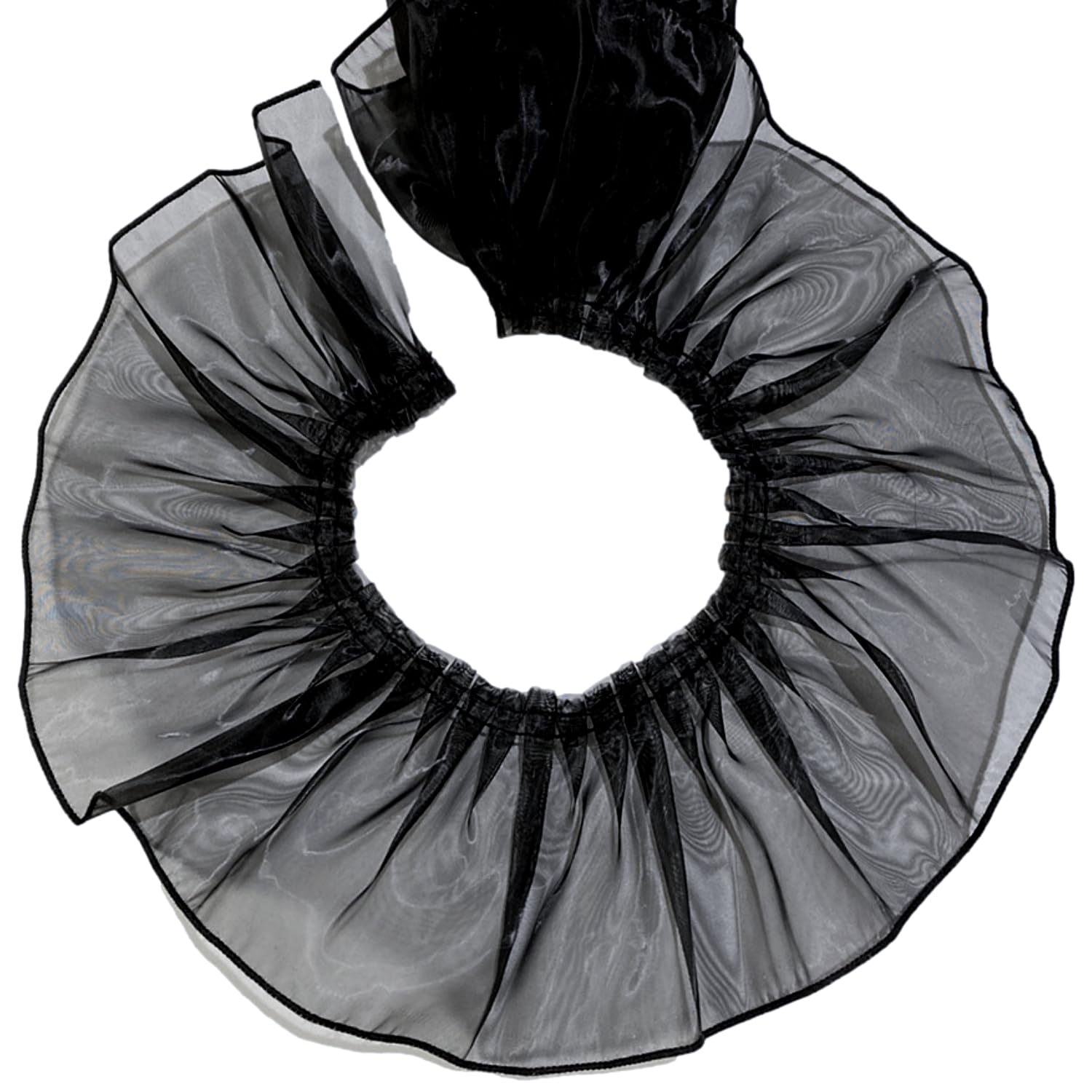 

Органза с оборками, кружевная отделка 10 см, однотонная декоративная кайма [moonfarm] Ткань, Широкая, Блестящая, Прозрачная, Цвет, (Черный, 3м) чёрный