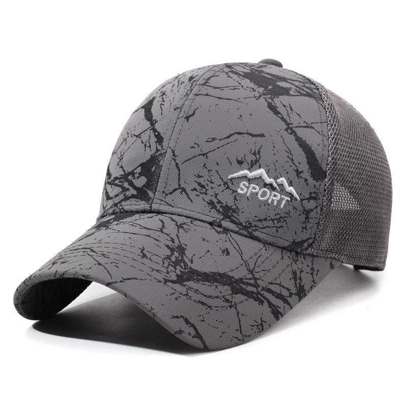 Summer Men's Sun Hat Outdoor Sports Net Baseball Cap Print Fishing Breathable Cap