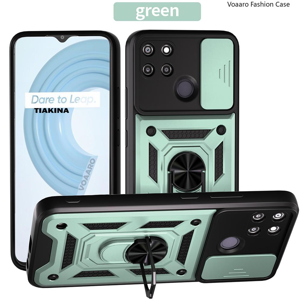 Slide Lens Armor Funda for OPPO Realme C21Y Case for Realme C25Y Case Magnetic Ring Stand Holder Cover Shockproof Capa