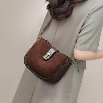 New Autumn and Winter Saddle Bag Crossbody Bag High-end Suede Casual Retro Shoulder Bag