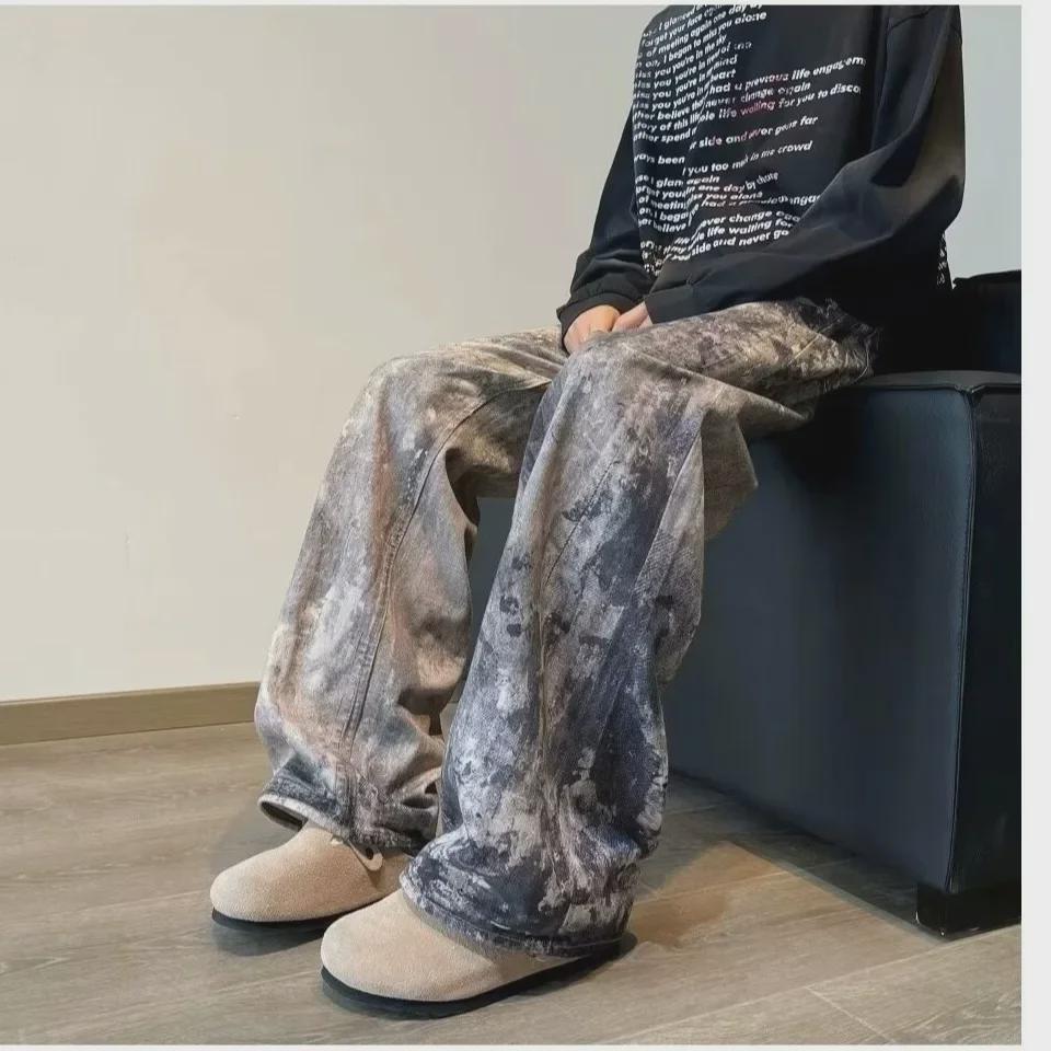 

Унисекс, плотные, с пятнами чернил, расклешенные джинсы S