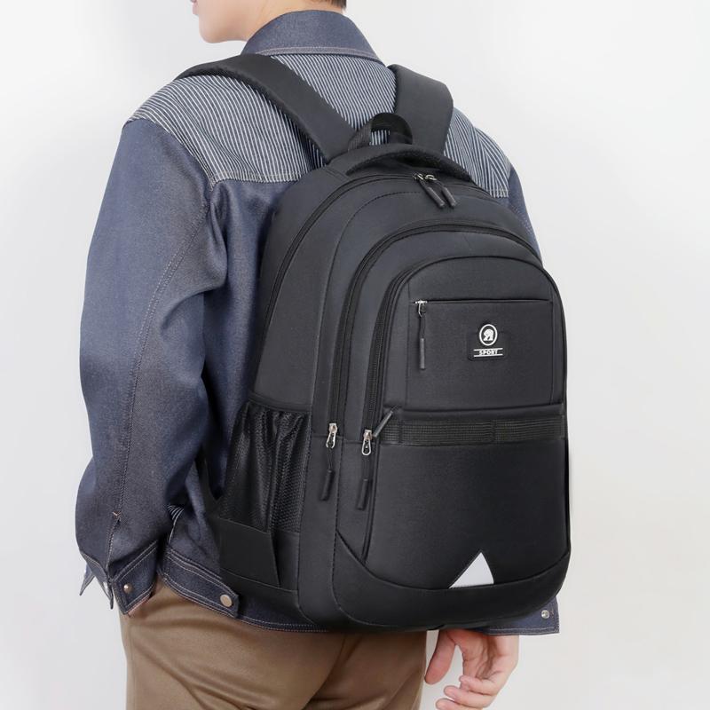 Large-capacity Student School Bag Casual Solid Color Backpack Material Oxford Men New Backpack Multi-functional Simple Bag