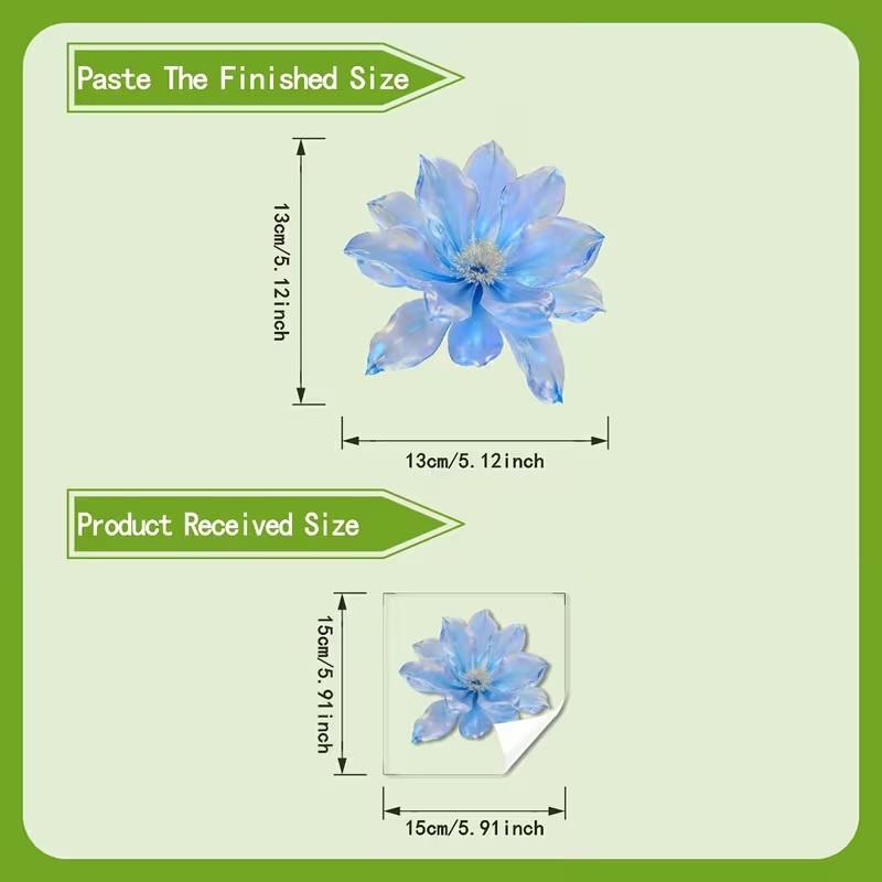Glow-In-The-Dark Rainbow Blue Flower Toilet Sticker Shiny Crystal Floral Theme Decal Self-Adhesive Removable Bathroom Decoration