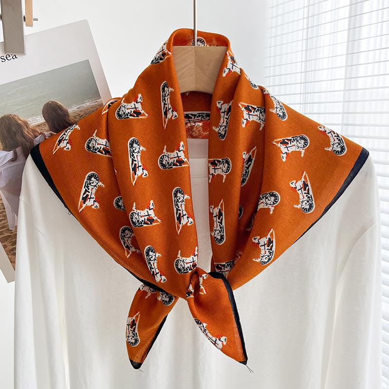 Chessboard Plaid 71CM Cotton and Linen Silk Scarf Small Square Scarf Women's Spring and Autumn Summer Thin Scarf Scarf Linen Headscarf Belt