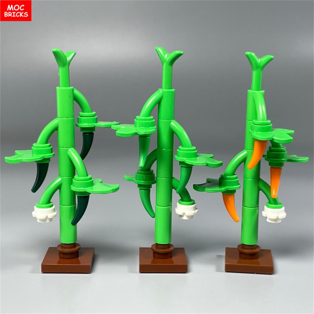 MOC Bricks Pepper Vegetable Field Jungle Lake Garden Farm Scene Plants Farmland House Decoration Building Blocks Kids Toys