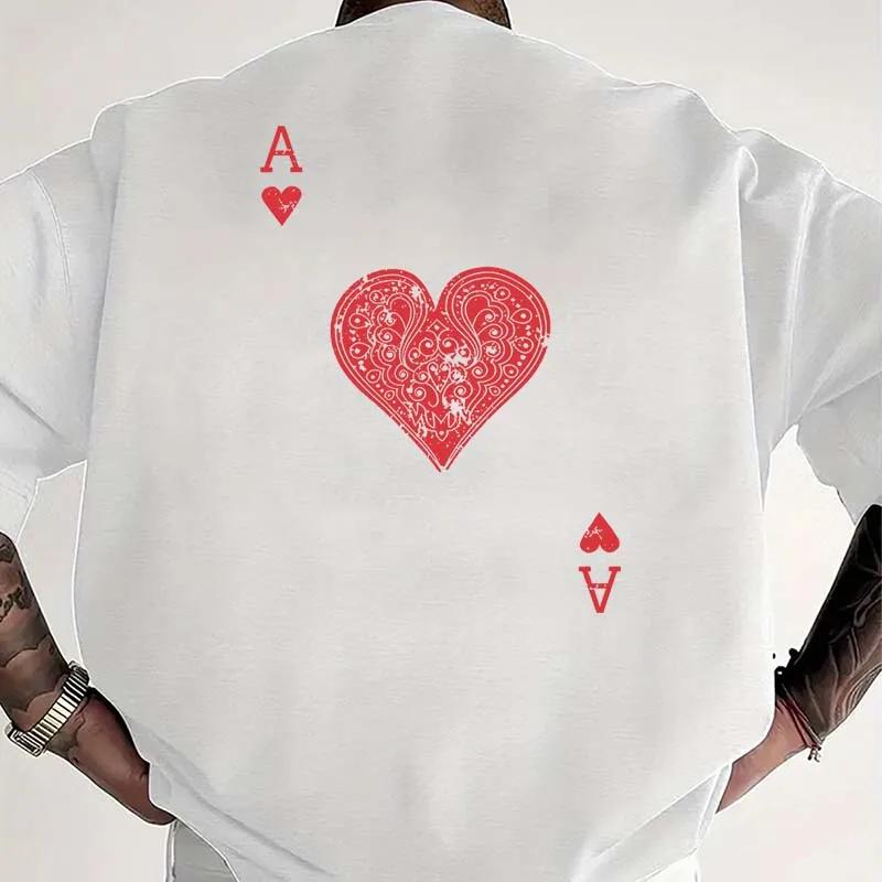 Unisexs Clothing Red Heart A Print Tshirt Summer High Street Casual Fashion Vintage Tops Loose Crew Neck Short Sleeve Cotton Tees