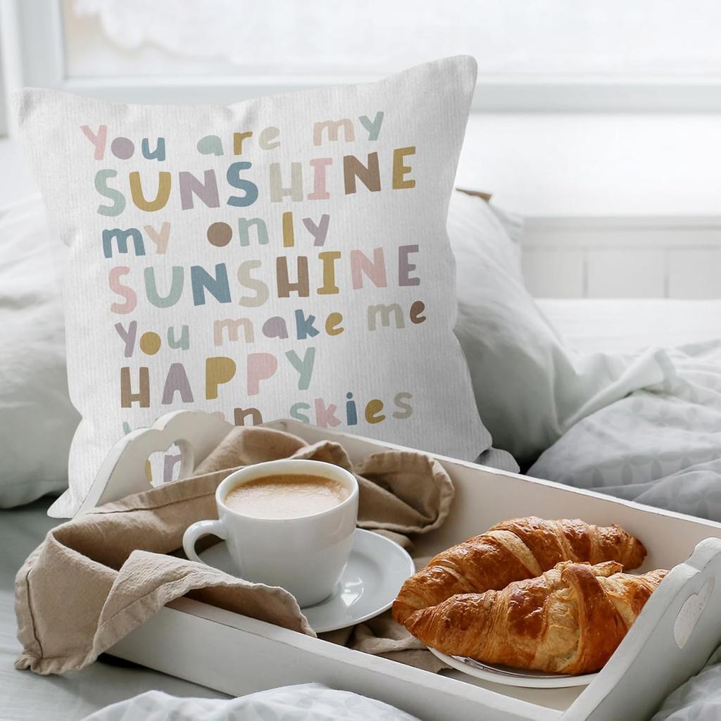 HIWX You Are My Sunshine Pillow Cover, You Are My Sunshine Pirational Quote Decorative Pillowcase Throw Pillow Cover 18 X 18 Inch Pillow Case,Boho